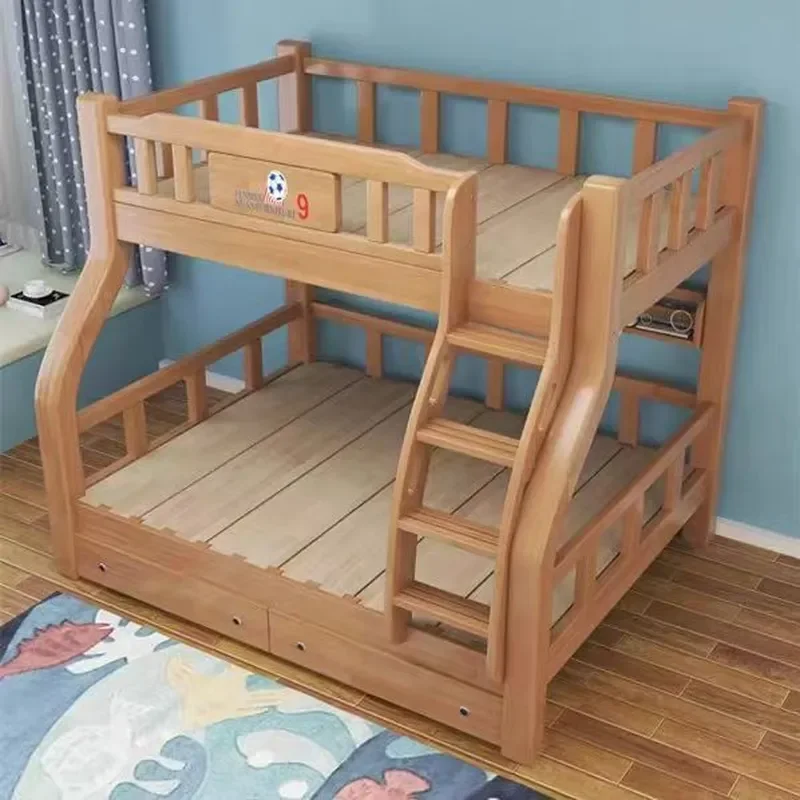 for All Solid Wood Two Story High Low Bed Tenon Mortise Structure Silent Upper Lower Bunk for Student Dormitory Double Wooden