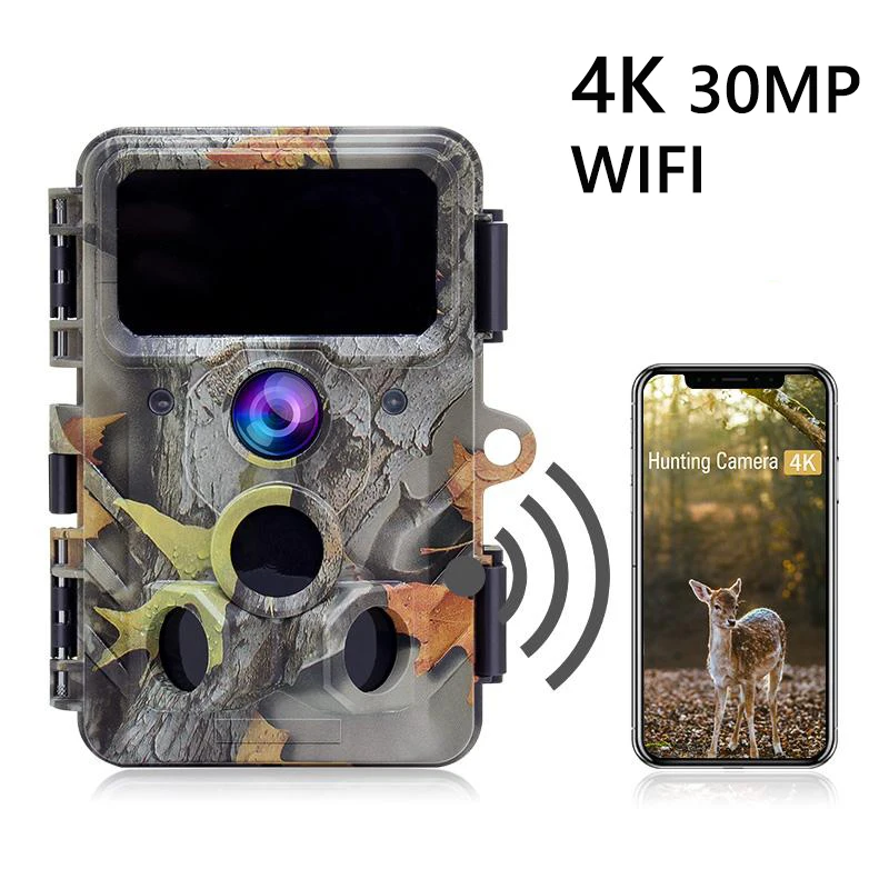 

4K Hunting Camera 30MP UHD Wifi Infrared Night Version Trail Photo Camera Waterproof IP66 for Wildlife Monitoring