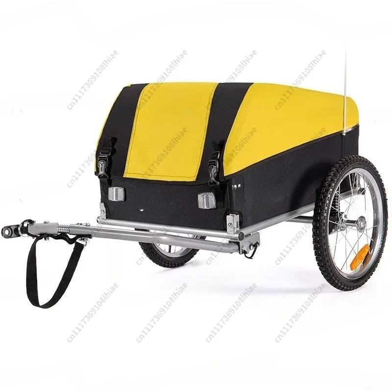 Bicycle Trailer With Oxford Fabric Foldable Bike Cargo Trailers, Supports Up To 130 LBS, Removable Cover, Black