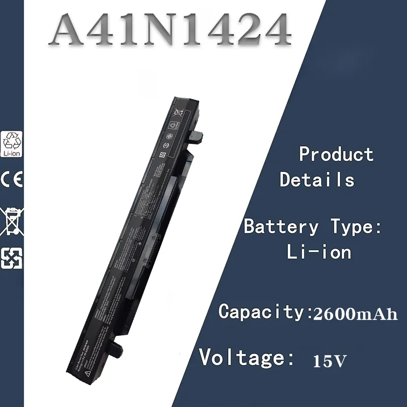 

15V 2600mAh Laptop Battery Replacement for ASUS A41N1424 | Compatible with ZX50 / ZX51J & GL552/GL552V/VW/J/JX Notebooks
