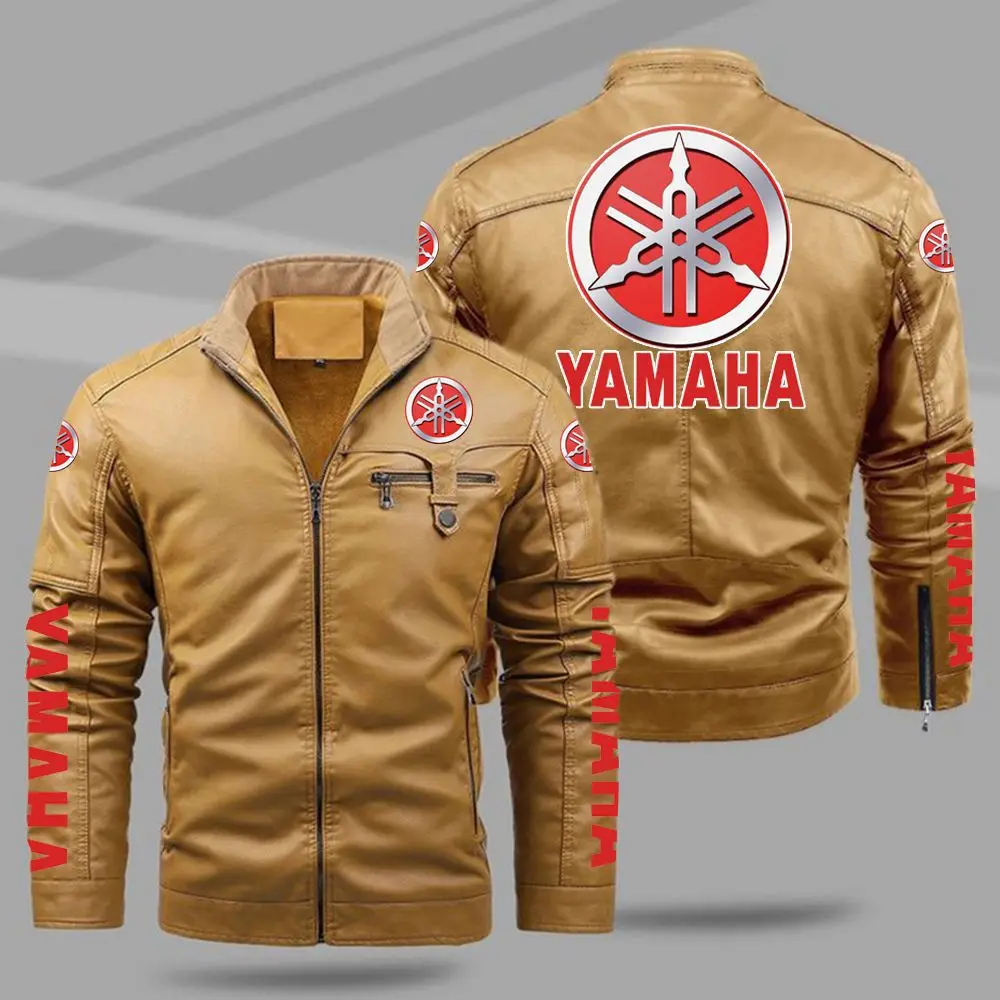2025 hot-selling men's European size Yamaha motorcycle clothing, autumn and winter fleece leather jacket, sports jacket