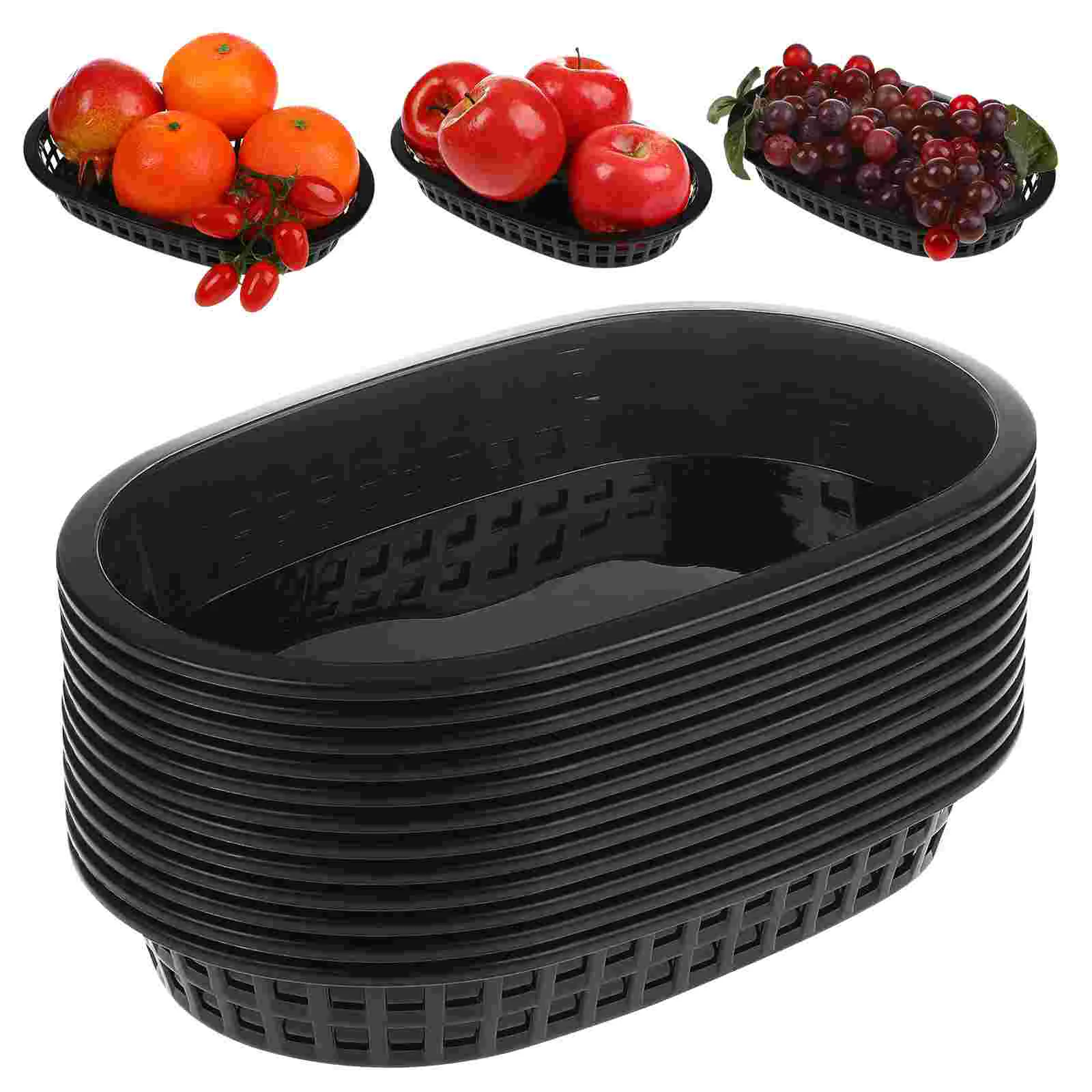 

12 Pcs French Fries Hamburger Basket Breakfast Tray Food Baskets Hot Dog Trays Bread Restaurant Supplies Serving Oval