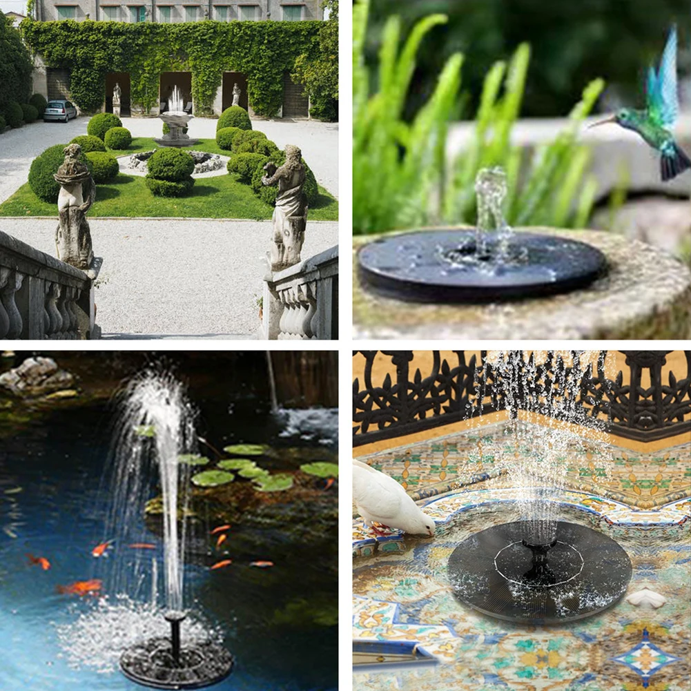 

Garden Solar Power Bird Bath Fountain Pump Water Fountain Pool Pond Solar Powered Colorful Fountain Floating Home Decoration