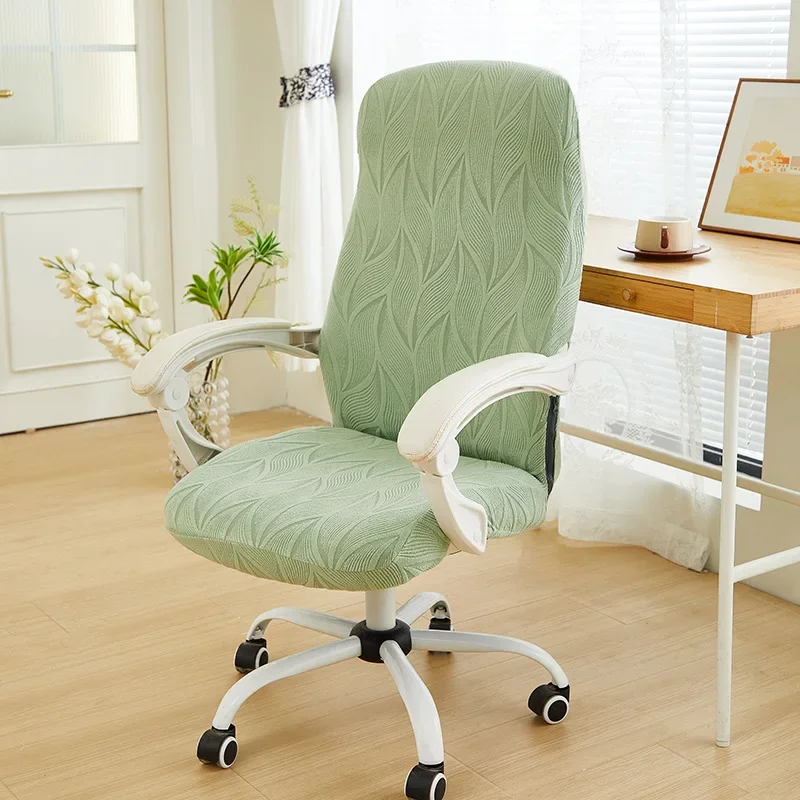 Solid Color Jacquard Thick Office Computer Chair Covers Four Season Universal Elastic Anti Slip Fully Wrapped Dust Slipcovers
