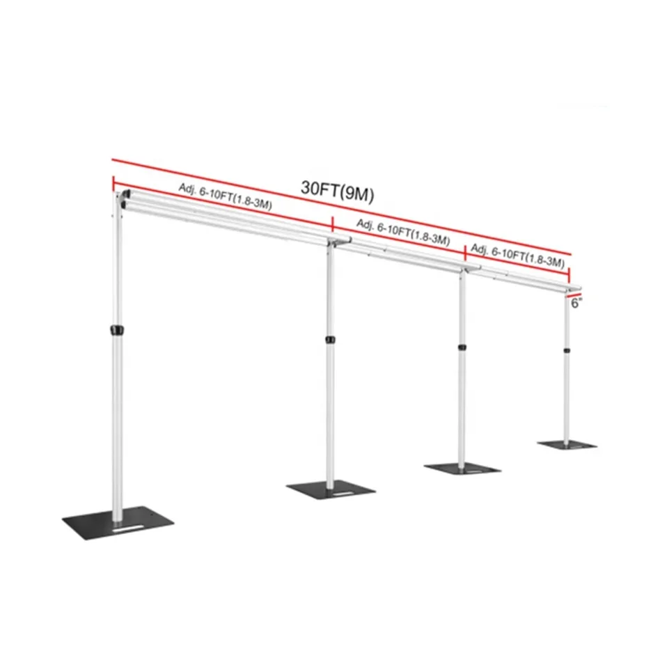 backdrop pipe and drape with base plate Adjustable height and width drape support system for events