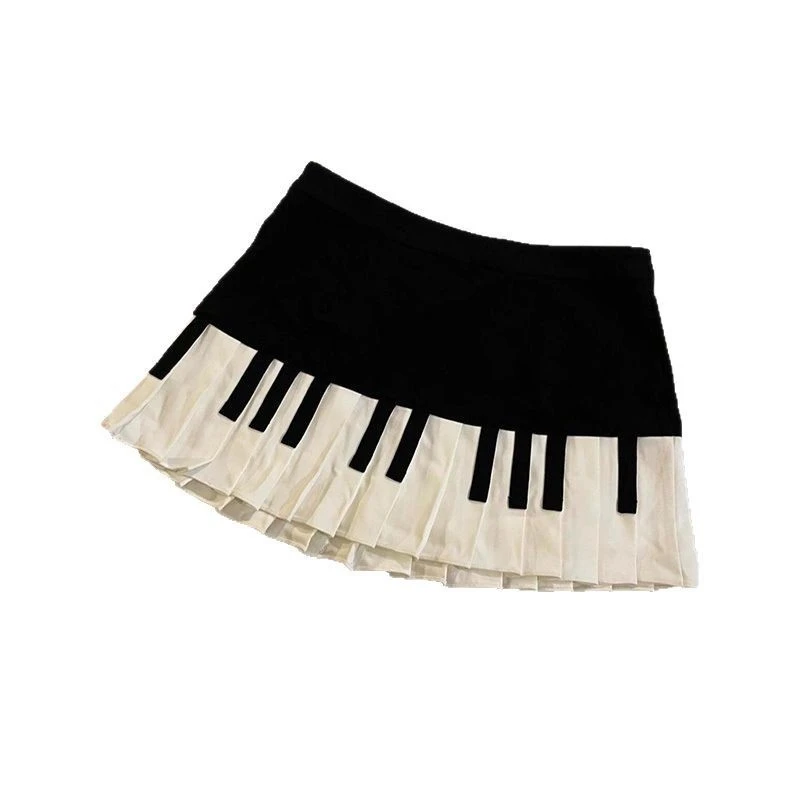 Y2Kผู้หญิงวินเทจเกาหลีแฟชั่นญี่ปุ่นสีดําสีขาวRufflesกระโปรงมินิกระโปรงเอวสูงA-Line Harajukuกระโปรง 2000S Altเสื้อผ้า