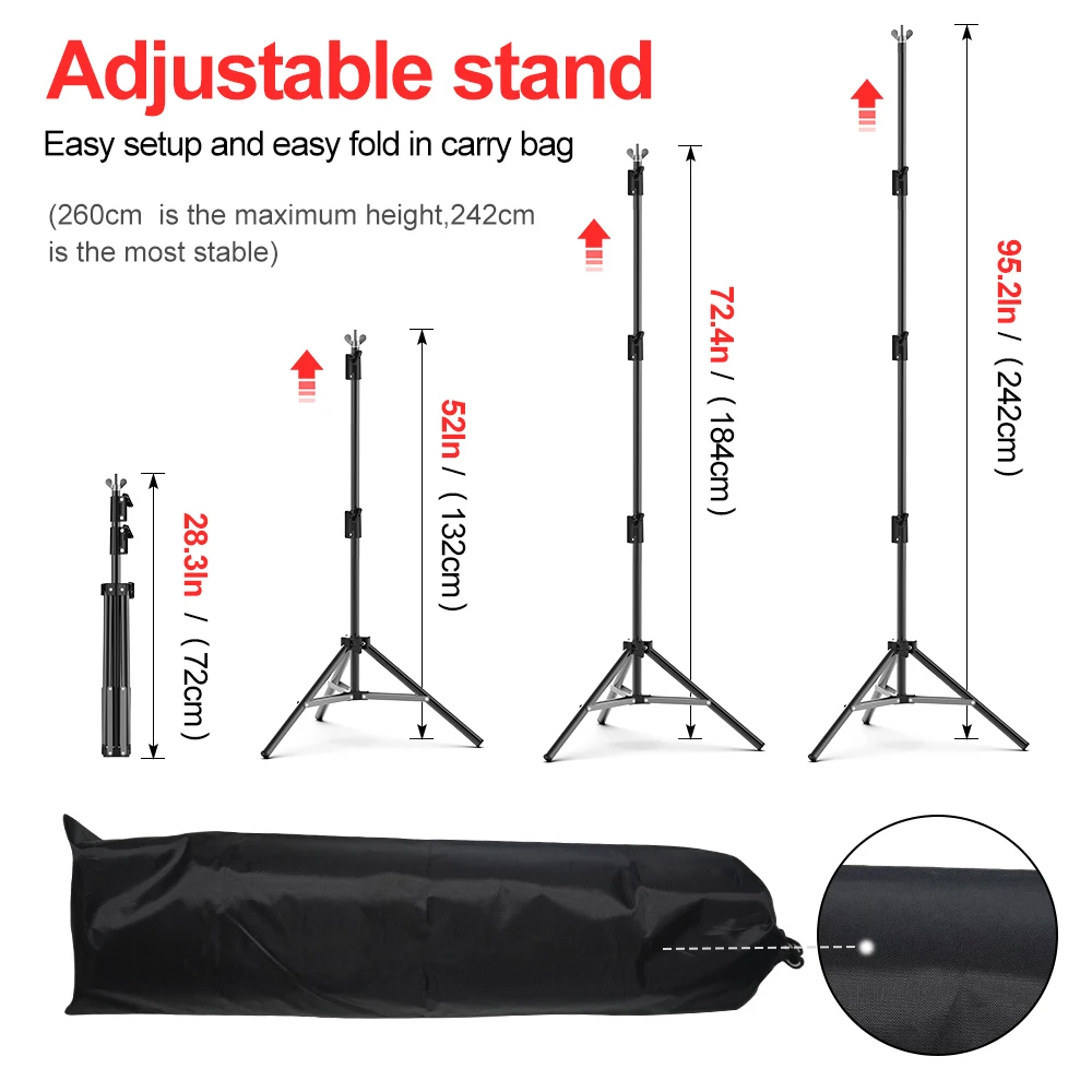 Photography Backdrop Stand Adjustable Photo Studio Video Background Support System 2MX3M 2.6MX3M Backdrops With Carry Bag Frame