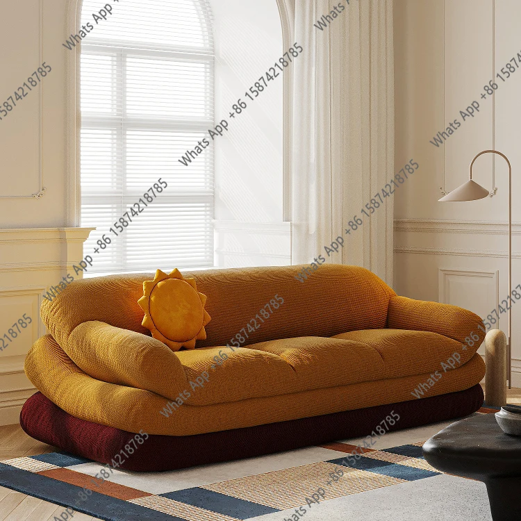 

Cloud sofa cream wind fabric sofa designer linen straight row lazy sofa bed