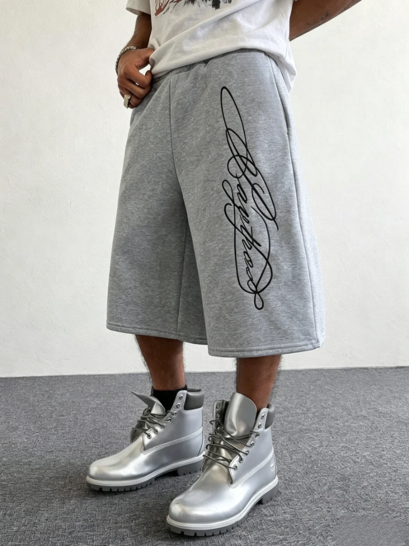 Men's Street Style Sports Shorts with British Signature Print Suitable for Outdoor Music Festivals Casual Outings on The Streets