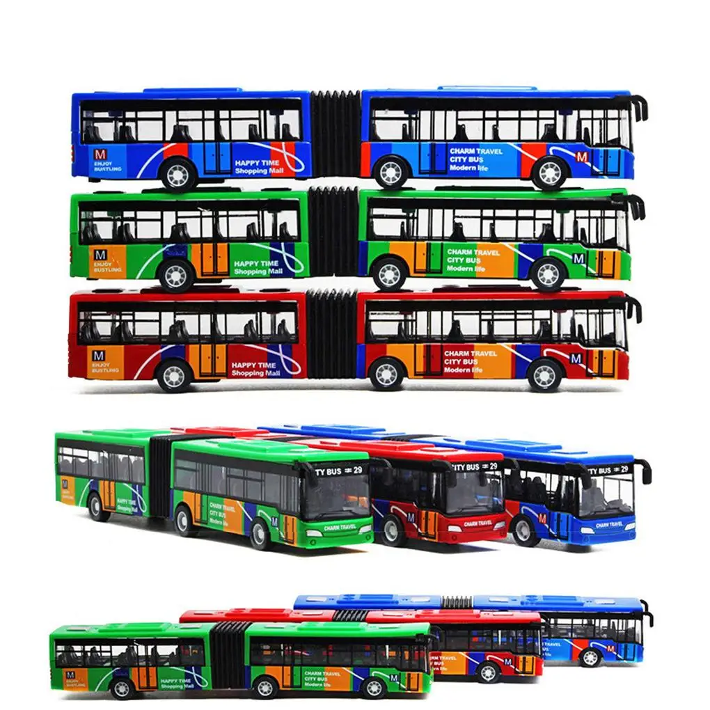 1/64 Diecast Alloy City Bus Pull Back Bus Cars Kids Toy Car Inertia Vehicle Model Toy for Children Gift Boys Toys