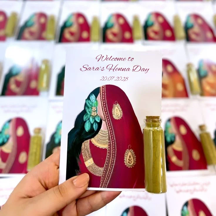 

Custom Henna Day Night Gift Card Muslim Wedding Invitation Personalized Name Text Print Party Supplies Thank You Save The Date