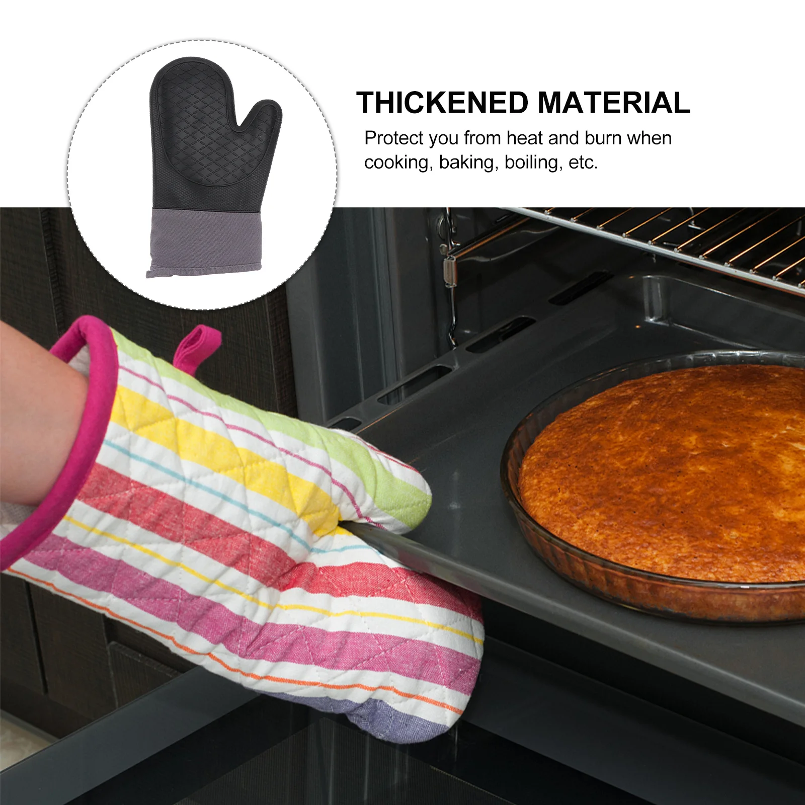 

1Pcs Heat Insulation Gloves Bbq Glove Thick Outdoor Barbecue Protective Kitchen Oven Gloves Heat Insulation Glove