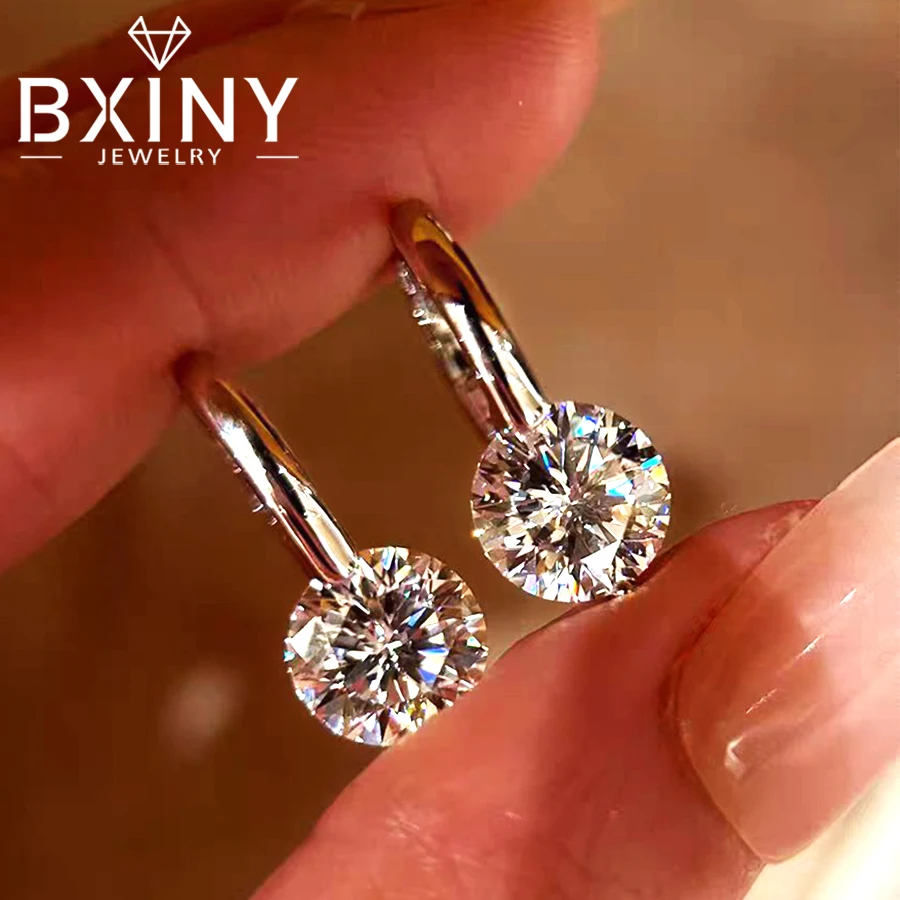 

Серьги-кольца BXINY с муассанитом 2 карата, серебро 925 пробы, сертифицированные GRA, для повседневного ношения, изысканные ювелирные изделия для женщин