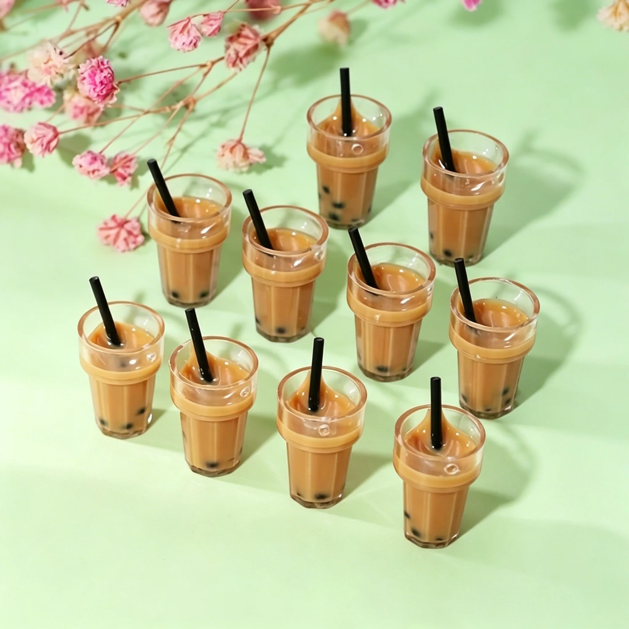 10Pcs 3D Mini Boba Milk Tea Cup Charms Resin Pendants DIY Handmade Jewelry Making Accessories