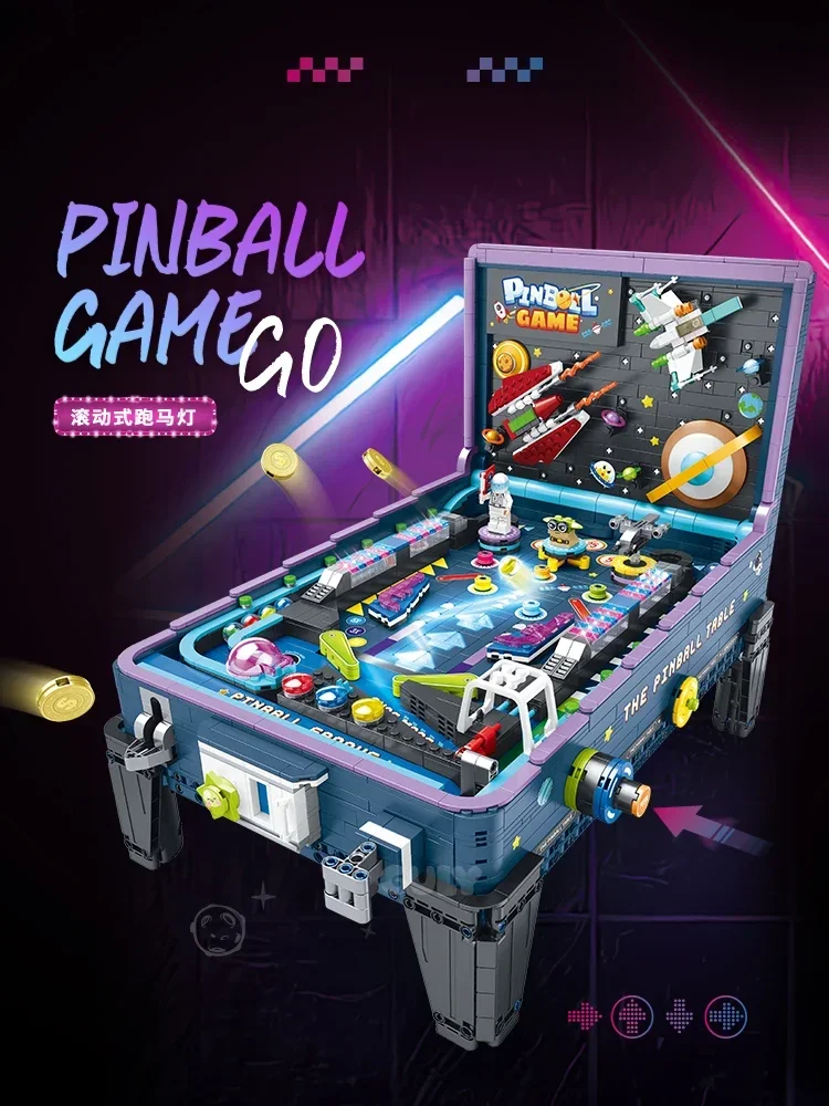2309PCS Creatieve 3D Flipperkast Game Go Bouwstenen Met LED Licht Muziek Arcade Games Monteren Bakstenen Speelgoed Cadeau voor Volwassen Kid Jongen - afbeelding 2