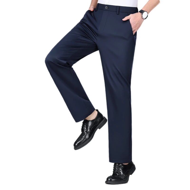 

Men's Trendy Suit Trousers - Lightweight Nylon & Mulberry Silk Blend Business Dress Pants Casual Blazer and Comfortable Workwear