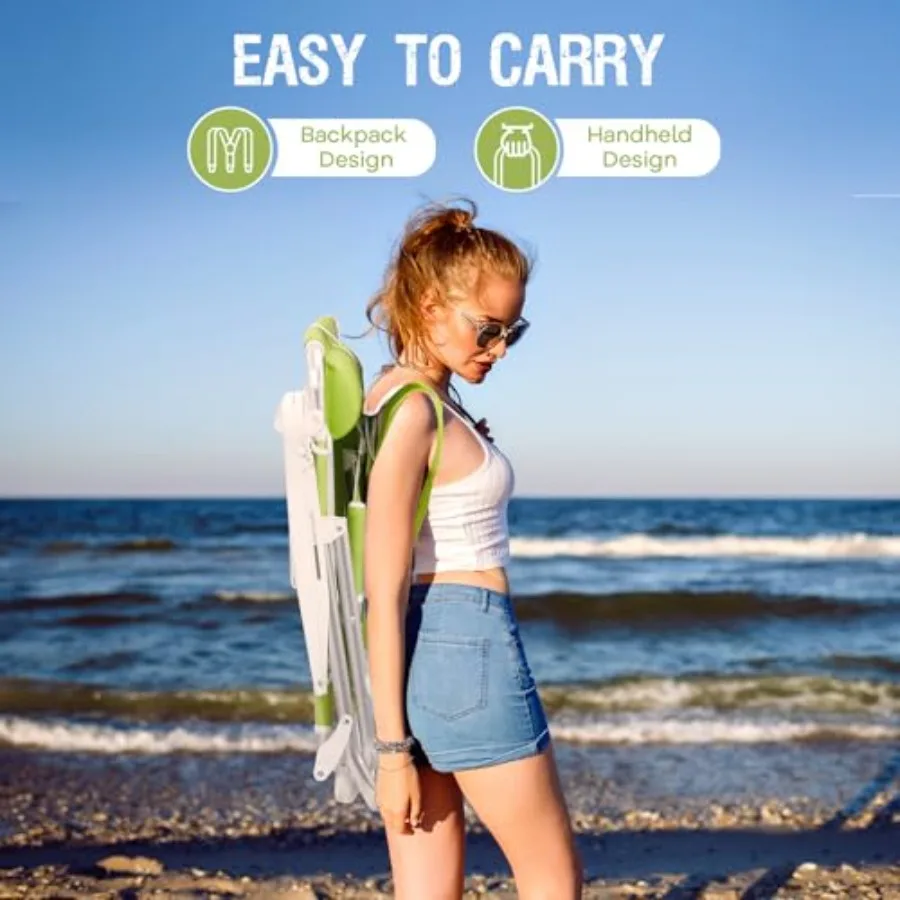 حقيبة ظهر لكرسي الشاطئ مكونة من 5 أوضاع كرسي صالة مسطح للبالغين عالي التحمل وقابل للطي وخفيف الوزن مع مبرد B #5