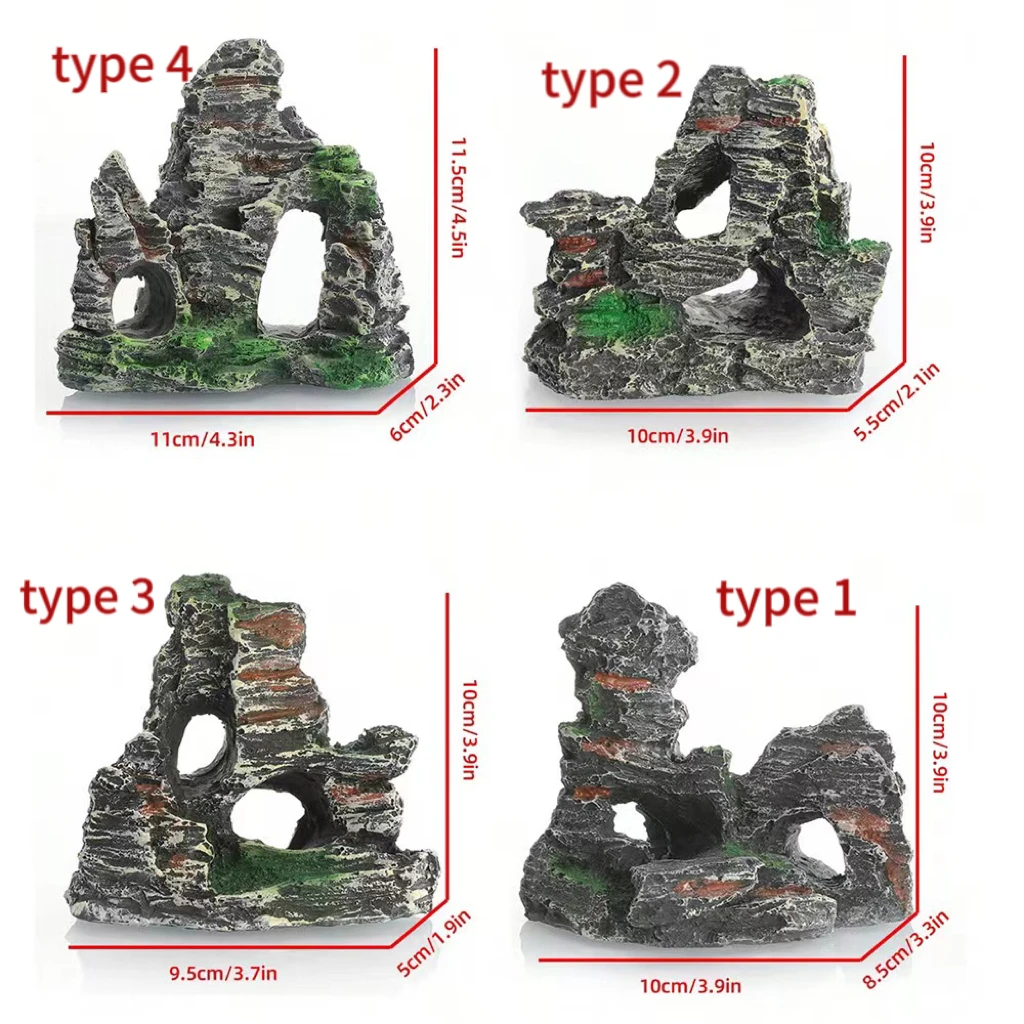 Fish Tank Landscaping Ornamental Rockery Simulation Resin Process Aquarium Decoration Explosive Rock Decoration Fish Hiding Cave