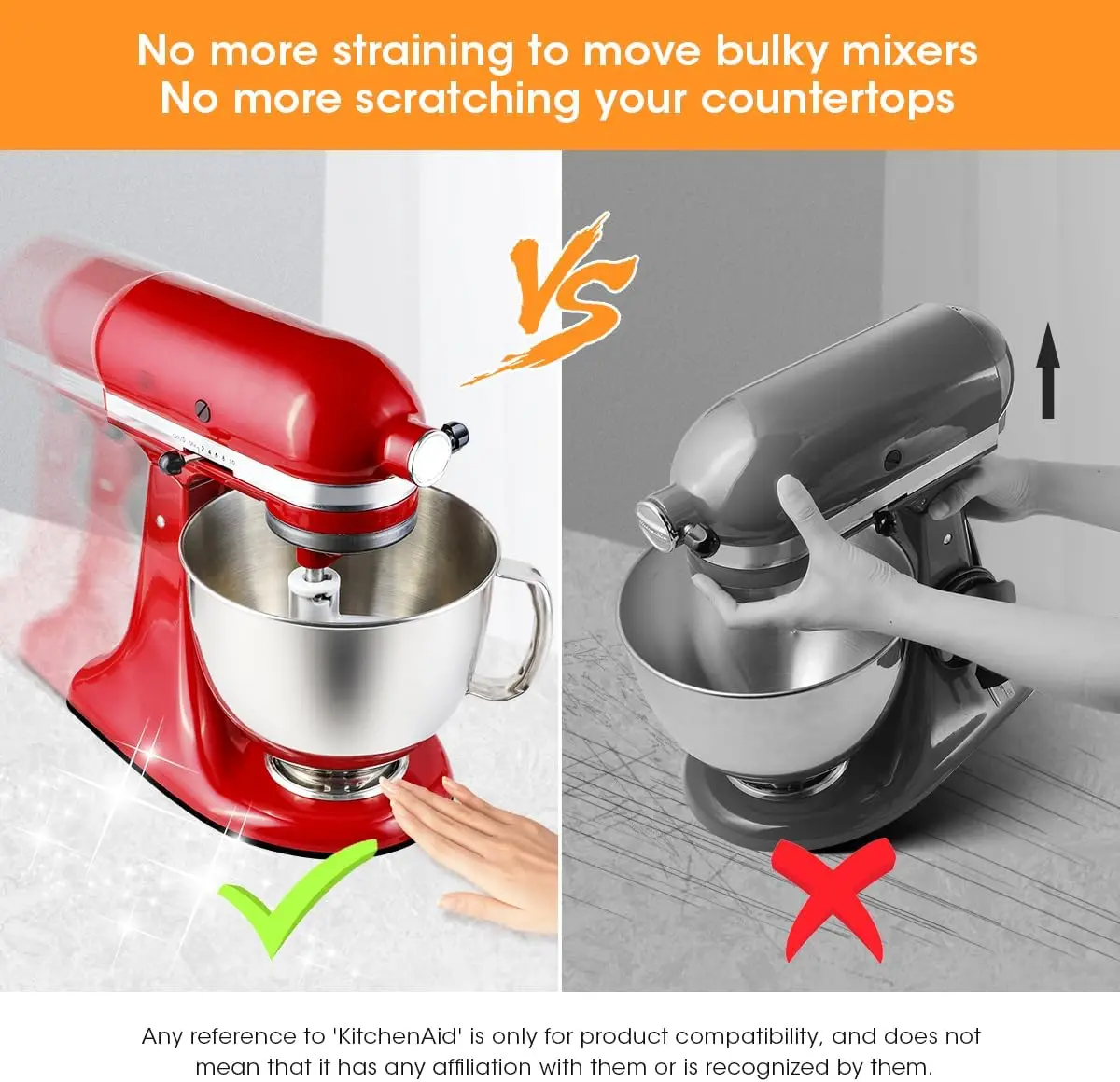 Mixer-Gleitmatte, kompatibel mit KitchenAid 4,5 QT Tilt-Head-Standmixer-Zubehör, verbesserte Gleitplatte, leicht zu bewegen, B – Detail 6