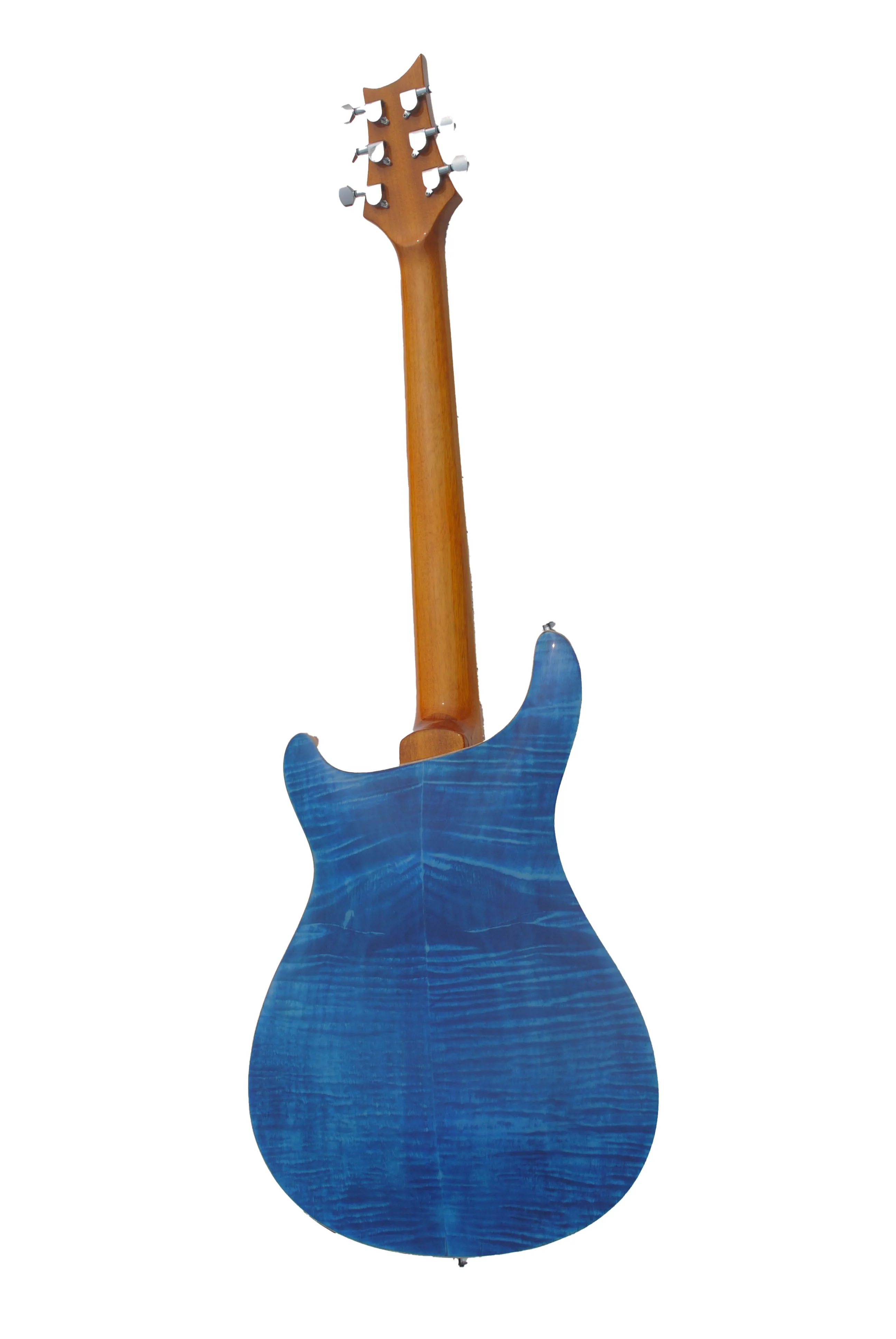 Blue electric guitar.  Golden Hardware，Double f-hole，