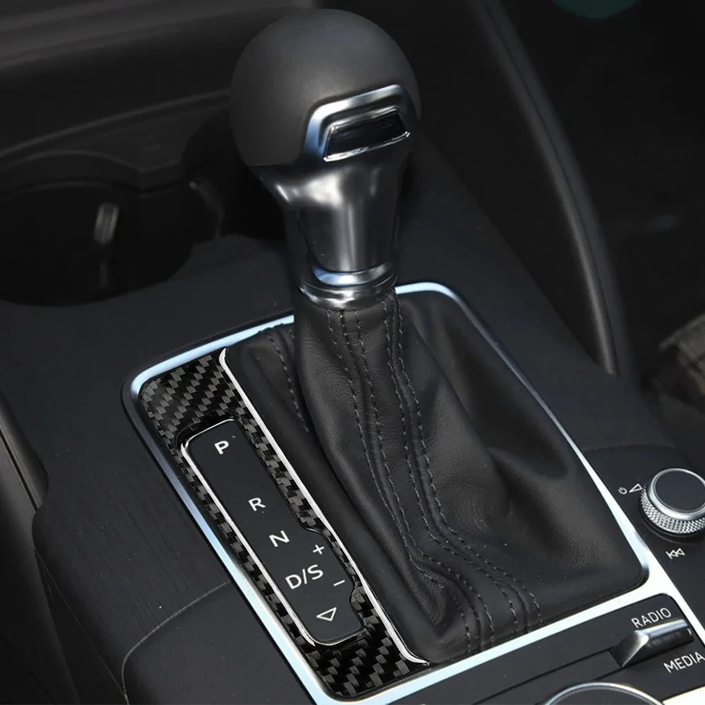 Car Carbon Fiber Sticker Gear Shift Display Panel Frame Trim For Audi A3 8V 2014-2019 Auto Accessories Interior Decoration LHD