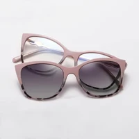 Gafas de sol polarizadas magnéticas para mujer, anteojos de sol femeninos a la moda con forma de ojo de gato 2 en 1, monturas de gafas de protección contra luz azul TR90, gafas de Metal