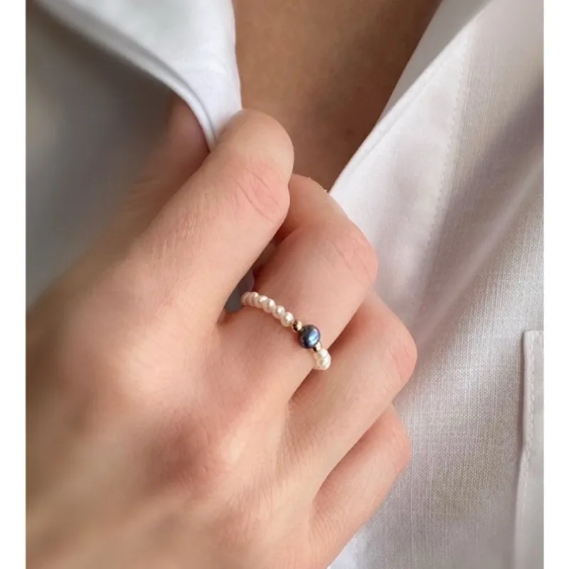 Freshwater pearl ring, June birthstone ring