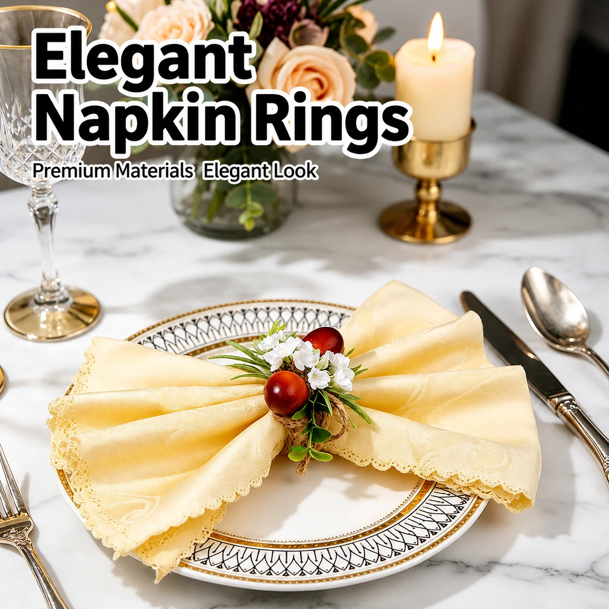 1pcs Rustic Acorn Floral Napkin Rings Hand Decorated Napkin Holders For Thanksgiving Fall Wedding Table Decoration