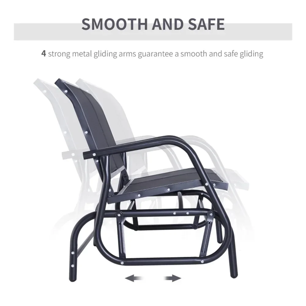 2 Pack Outdoor Garden Chairs Breathable Movable Shared Seating Furniture for Yard Patio