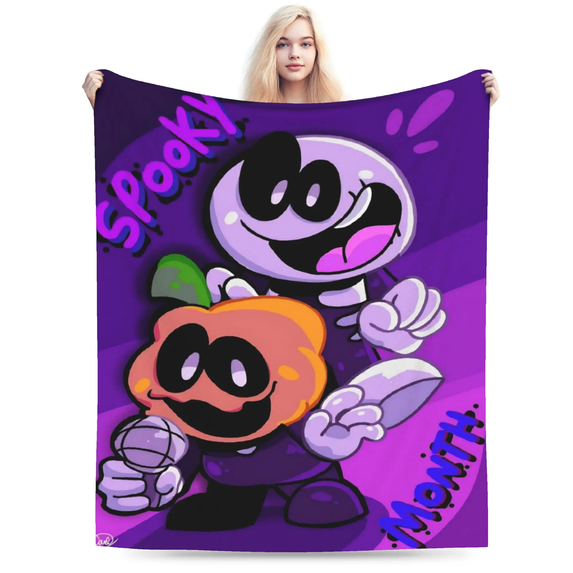 New Spooky Month Blanket Soft Flannel  Comfortable Throw Blankets Machine Washable