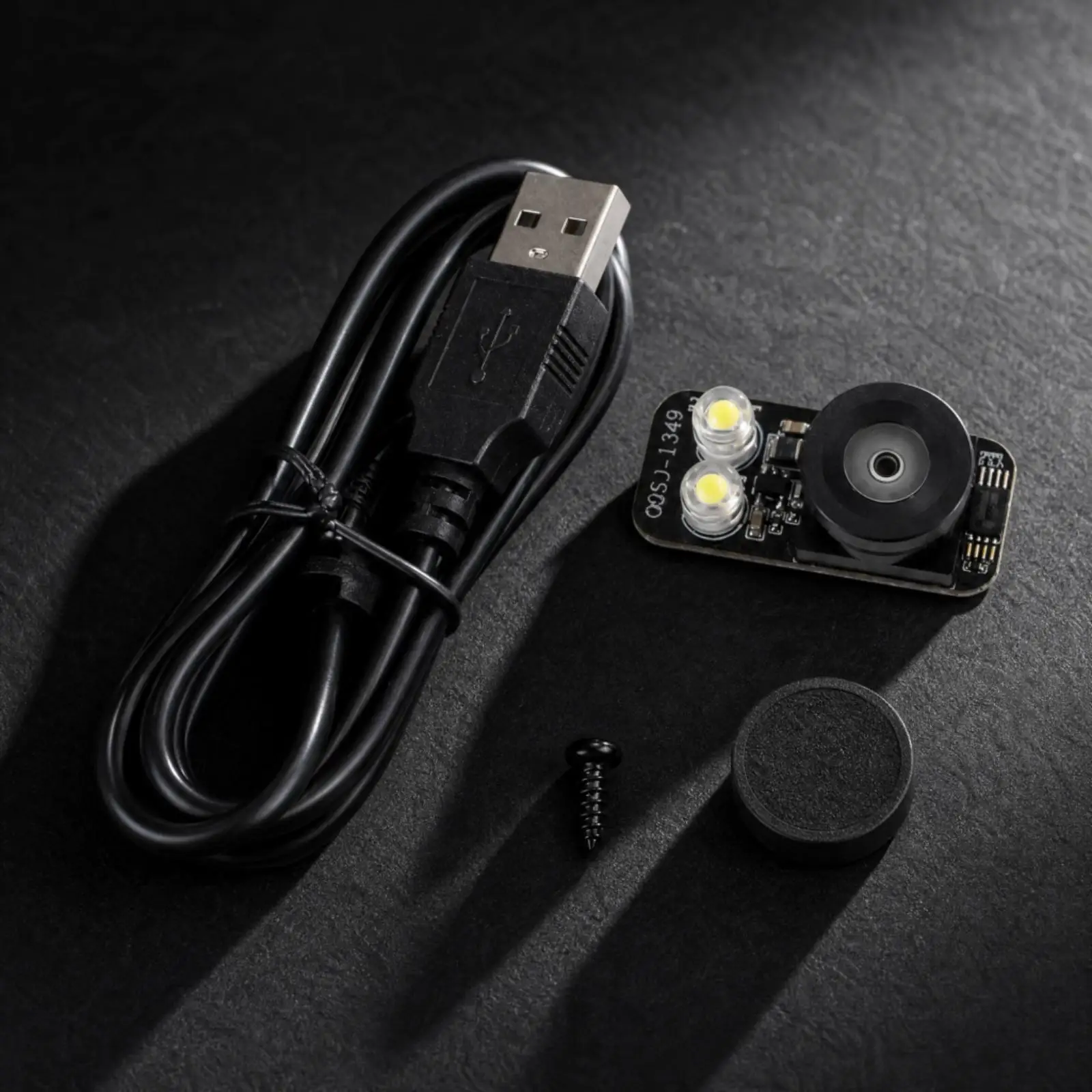 Black Circuit Board 3D Printer Monitor Camera Module with Lens and LED Light for Low Light Print Area Viewing
