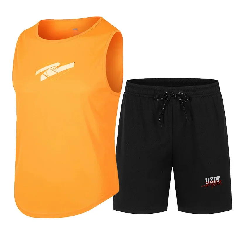 2024 UZIS Summer Sports Tank Top with Quick Drying, Breathable Running, Fitness, Basketball Sleeveless Set, Solid Color Light Pl