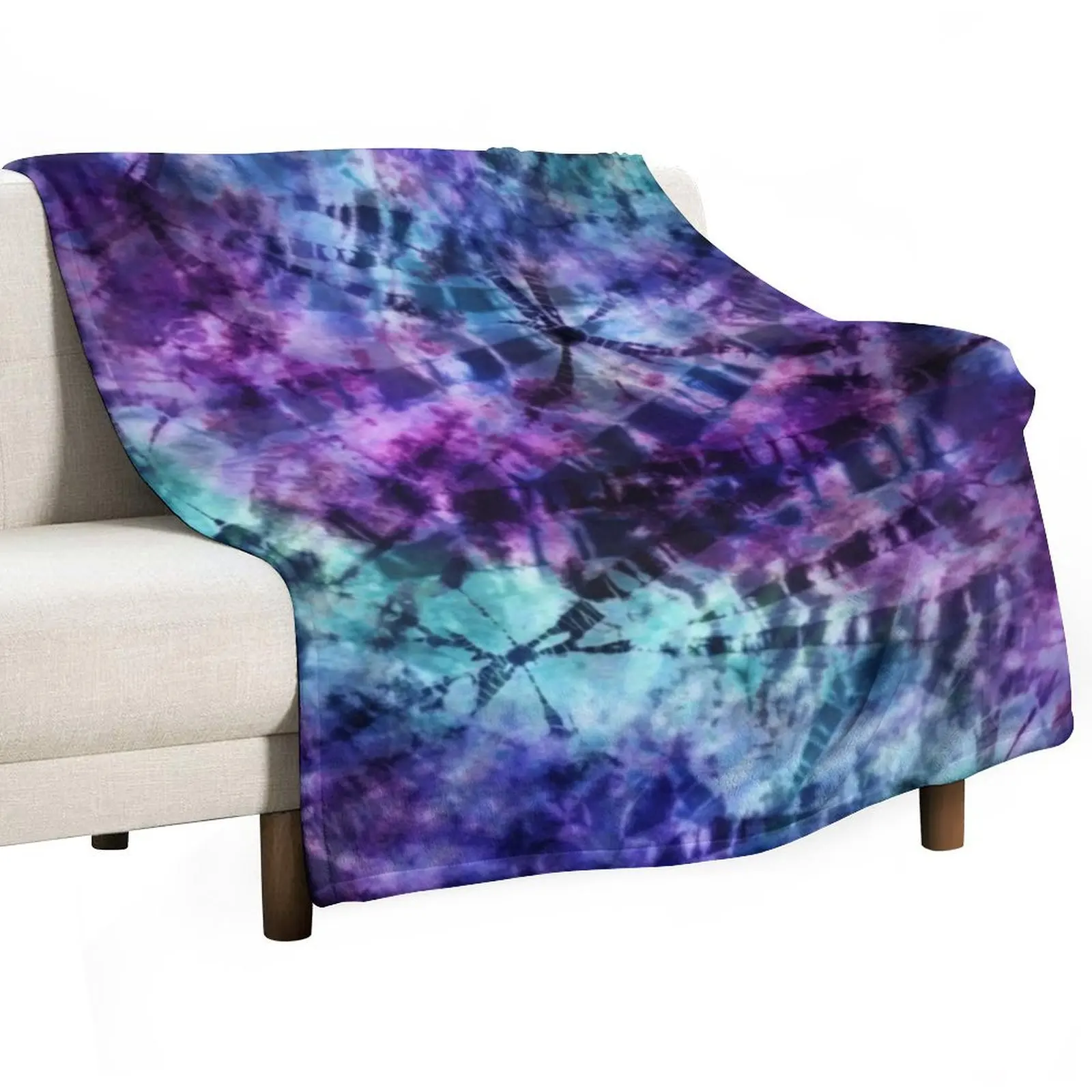 

Midnight Tie Dye Throw Blanket For Sofa Thin Plaid Quilt Flannel Fabric Blankets