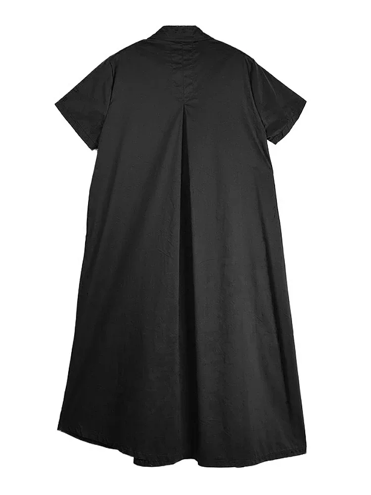 XITAO فضفاض المرقعة شرابة قميص فستان البساطة غير النظامية عادية واحدة الصدر المرأة الصيف الاتجاه الجديد فستان WLD20158