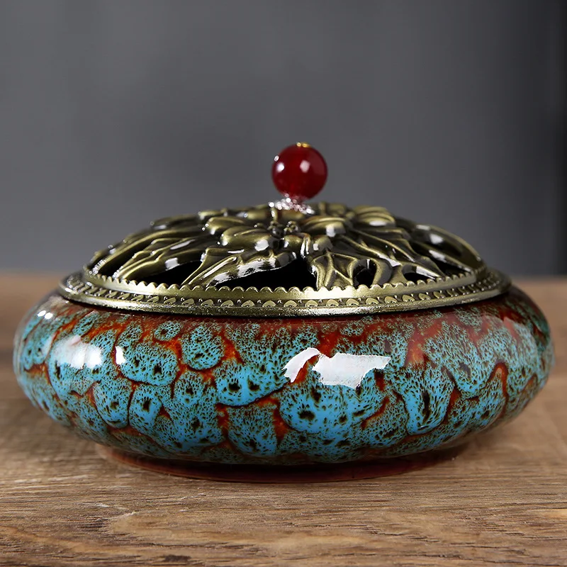 Incense Burner for Coil / Sticks / Cones Incense Buddhist India Sandalwood Mosquito Repellent Ceramic Incense Holder