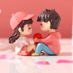Minifiguritas bonitas para amantes de la pareja, regalo de boda en miniatura, adornos de paisaje, jardín de hadas, bonsái, decoraciones de casa de muñecas