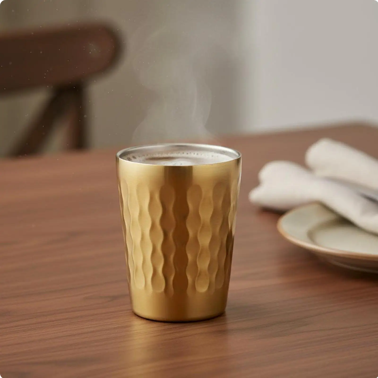 Stainless Steel Tumbler 304 Hammered Texture Thermal Mug Drop Resistant Cup for Hot Cold Drinks Travel