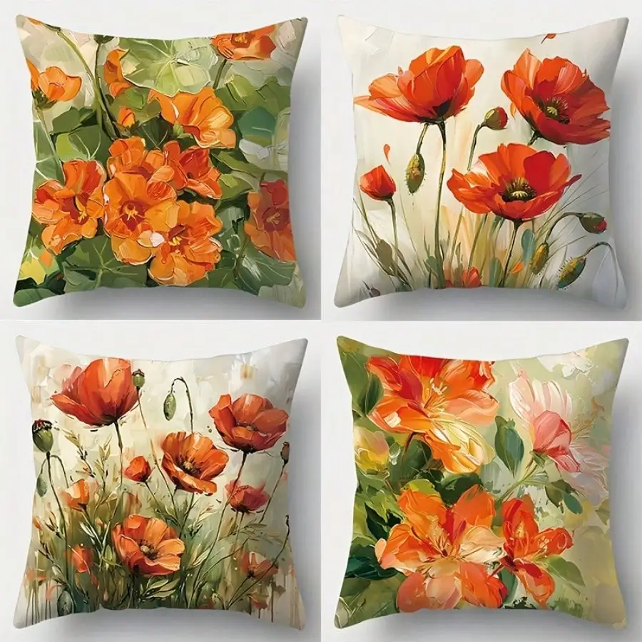 Bright-colored daisy flowers Single-sided printing Short plush Suitable for living rooms bedrooms sofas (excluding pillow cores)