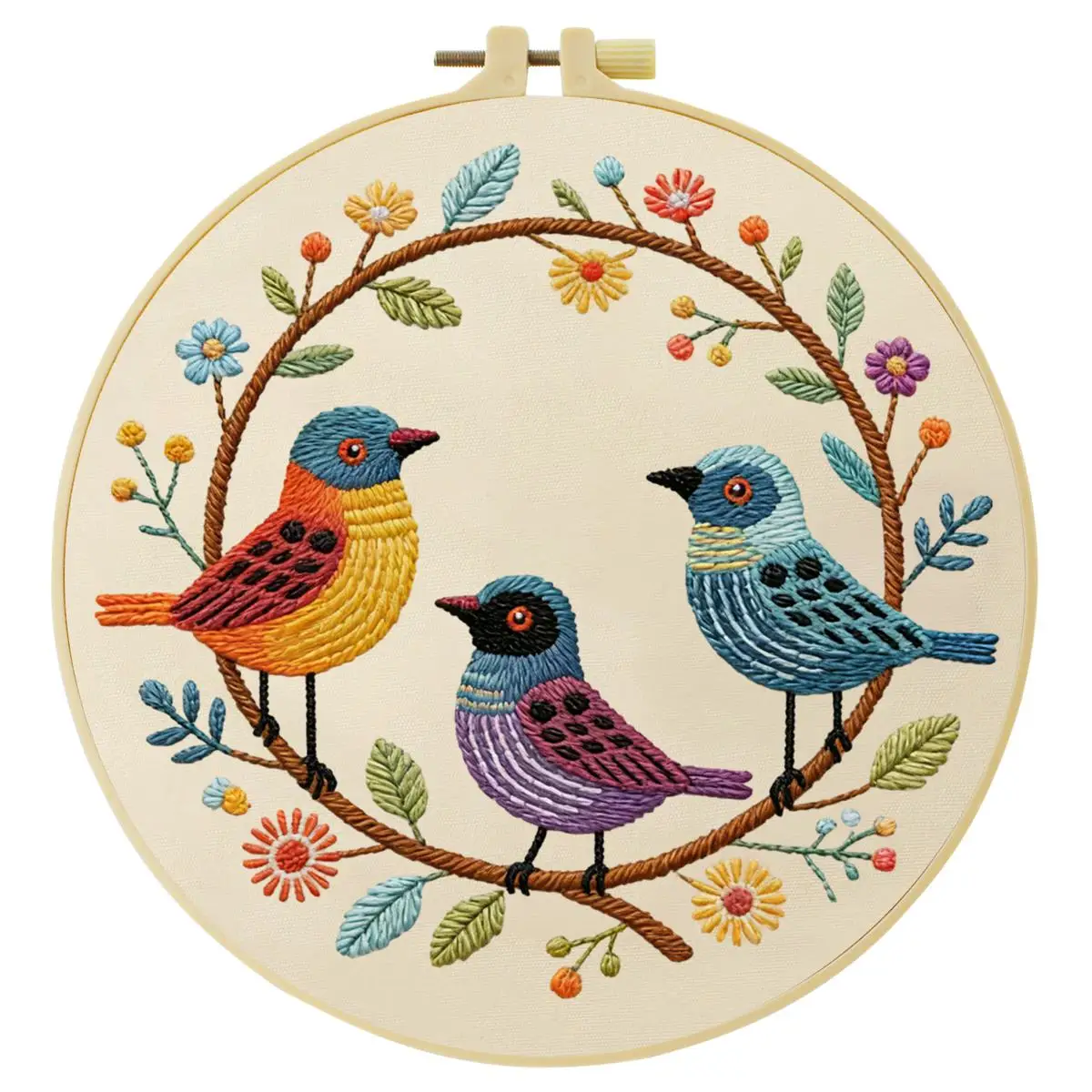 1 Stück 20X20CM/15X15CM 7,87/6,3 Zoll Tier - Vogel Stickerei Starter-Kit DIY-Kit DIY Stickerei-Set Handarbeiten Malerei – Detail 3