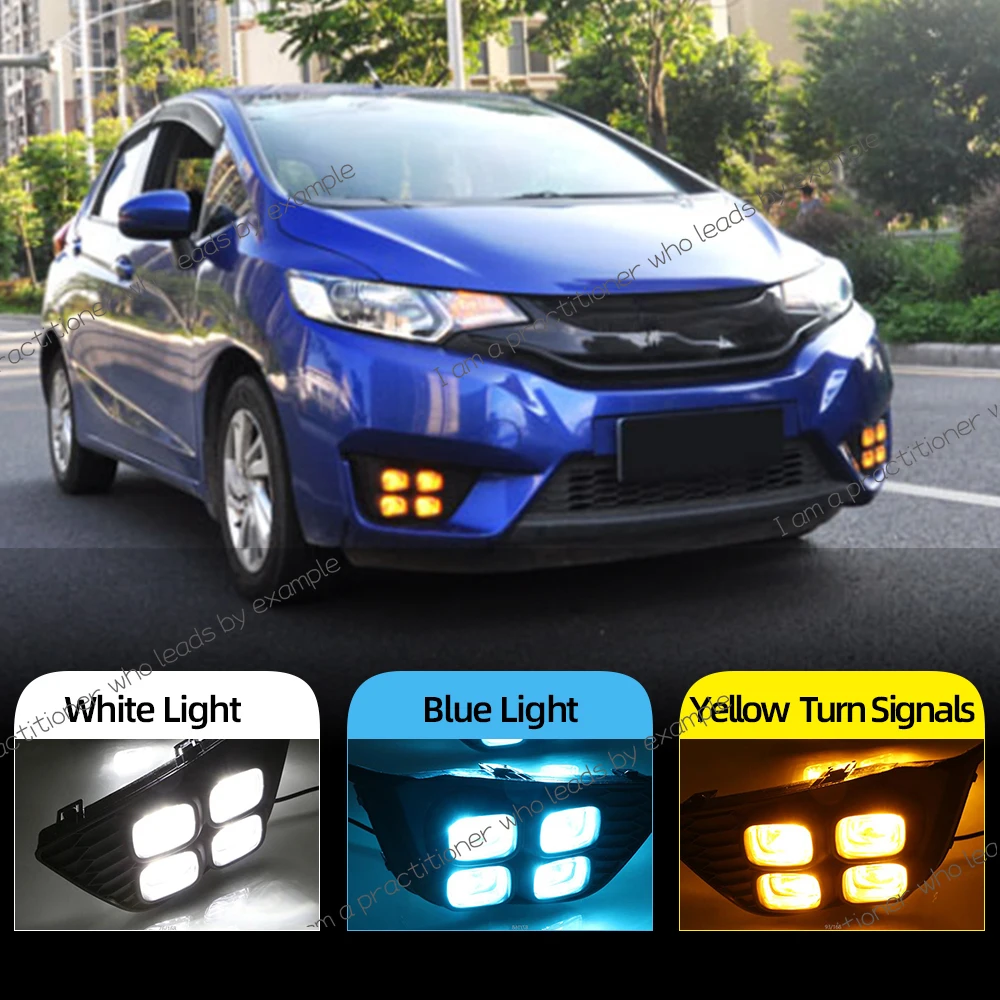 

CSCSNL 2Pcs LED Daytime Running Lights for Honda Jazz fit 2014 2015 2016 LED DRL fog lamp car styling