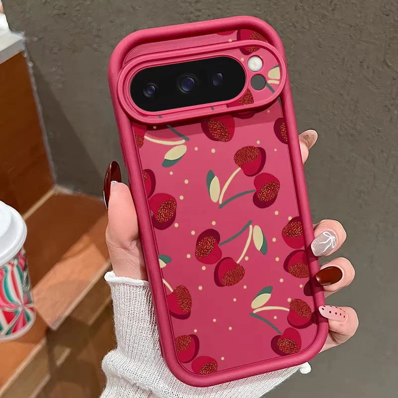 Jolie grande coque de téléphone cerise, étui de protection souple antichoc pour Google Pixel 10 9 8 Pro 9A 8A 7A 10 9 Pro XL