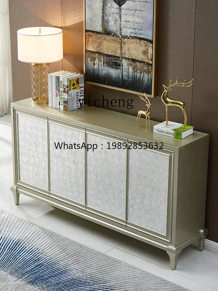 1 Simple Sideboard Cabinet Light Luxury Entrance Cabinet Shell Solid Wood Home Shoe Cabinet Living Room Locker