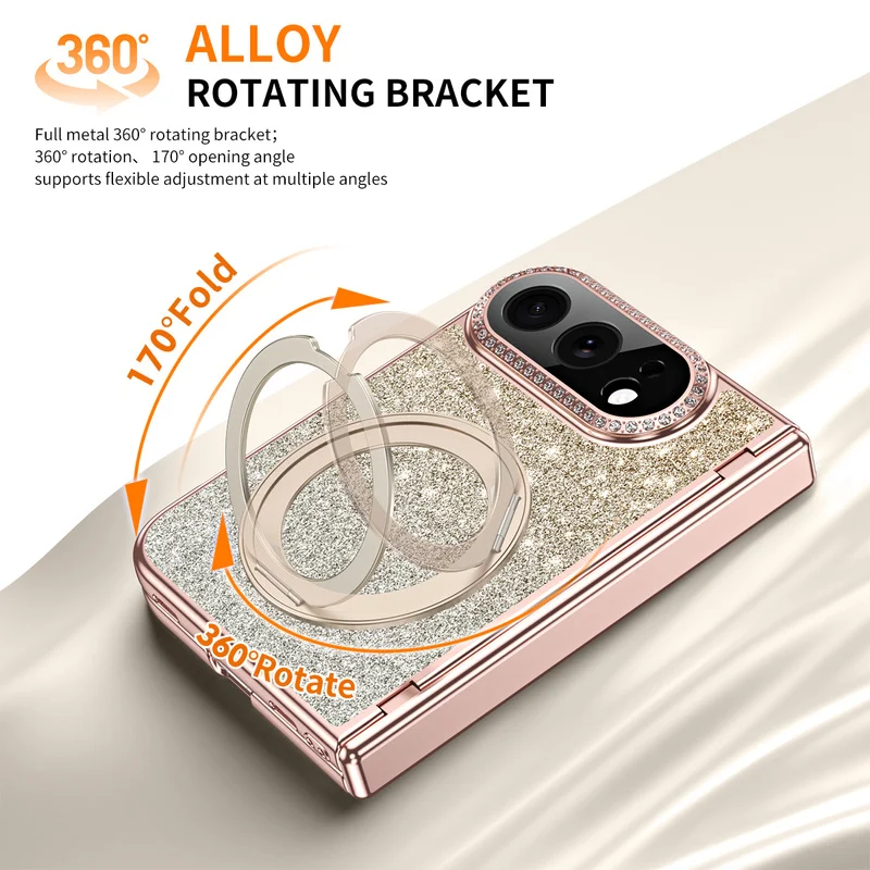 Starlight Light Luxury Glitter Case For iPhone Ultra Fold 5G  Vacuum-plated Metal Bracket Glass Protective Cover view 6