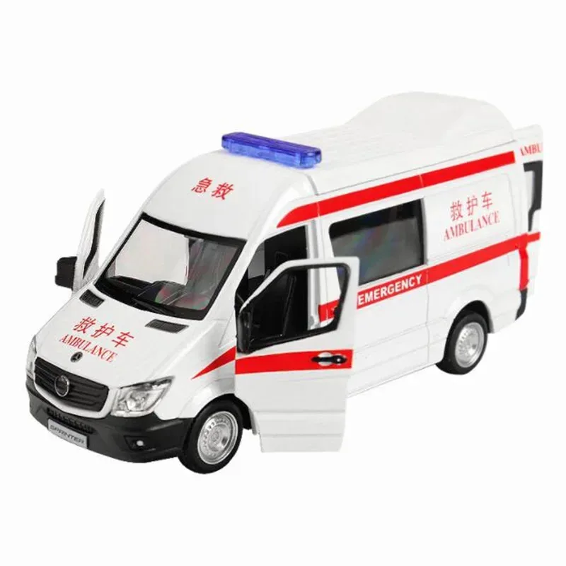 ﻿ 15CM G1 Scale Car Metal Alloy Commerical Vehicle Ambulance Pull Back Diecasts Truck Model Toys F Children Collection