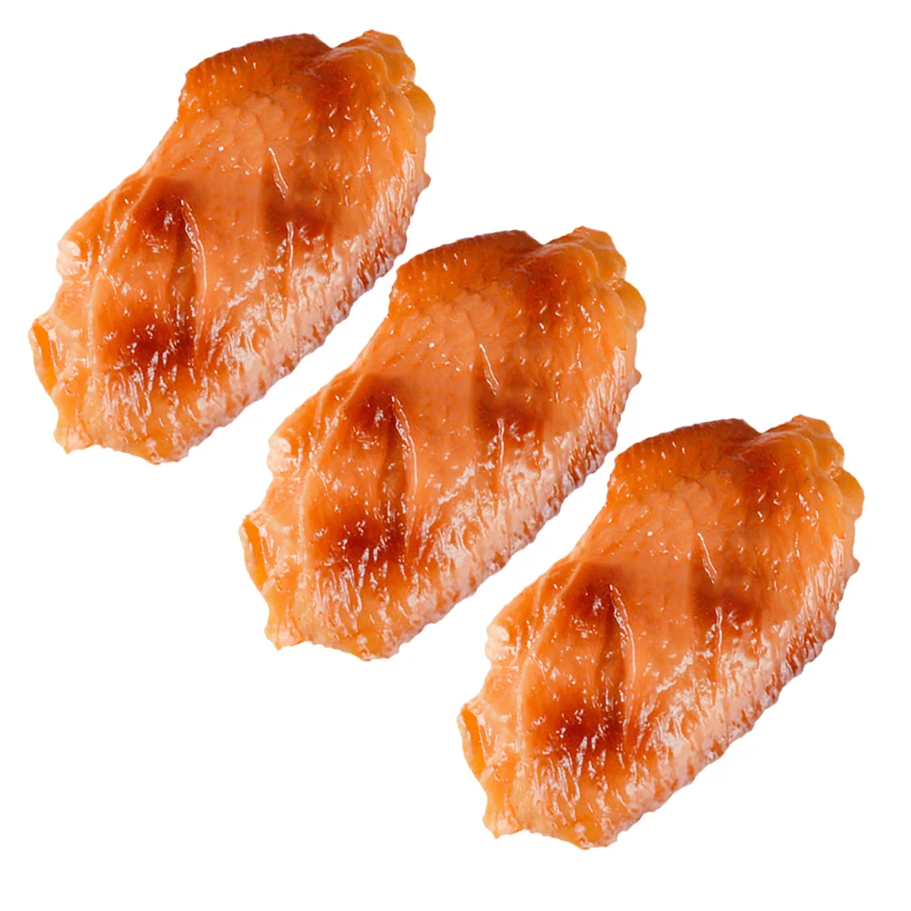 3 Pcs Chicken Wings Simulated Ornaments Fake Food Model Decor Artificial Pretend Toy Display Supply
