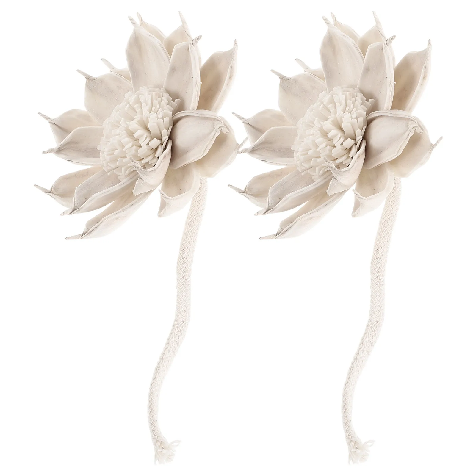 2Pcs Gardenia Scented Flower Diffuser Sticks Dried Sola Flowers with Cotton Rope Natural Aromatherapy Decor for Living Room