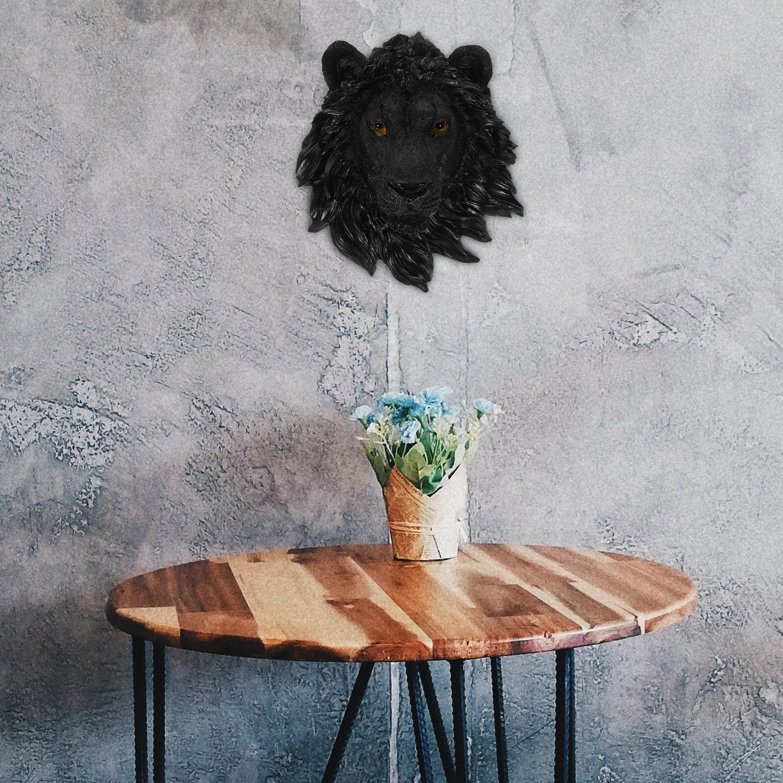 

Lion Head Decor 20x23x9 Resin Lion Head Wall Decor 5cm Black Resin Home Office Animal Art Sculpture Luxurious Decoration