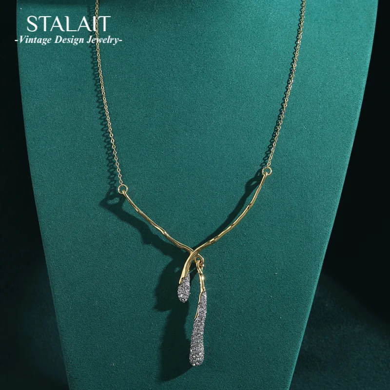 

Vintage Cross Pendant Necklaces Rhinestones Gold Color Branch Woman Accessories Party Dress Luxury Dubai Jewelry 2025 New