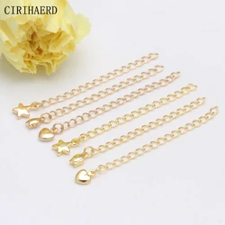 Cadenas extensoras de Latón chapado en oro de 14K/18K, accesorios de joyería DIY, pulseras, collar, cadena de extensión, suministros para hacer joyas