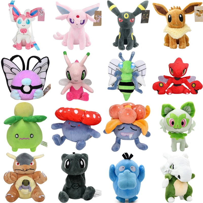 Pokemon Espeon Sylveon Umbreon Sprigatito Plush Toys Shiny Cubone Furret Dragonair Celebi Latias Latios Peluche Dolls Gifts Kids